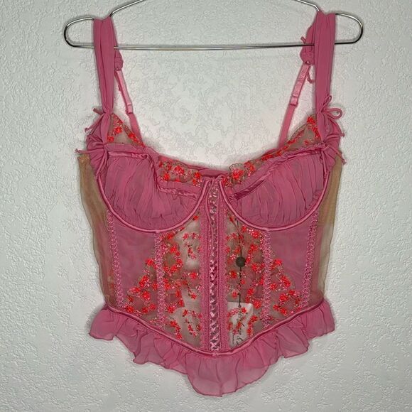 NWT For Love and Lemons Bouquet Embroidery Corset XL - Picture 3 of 11